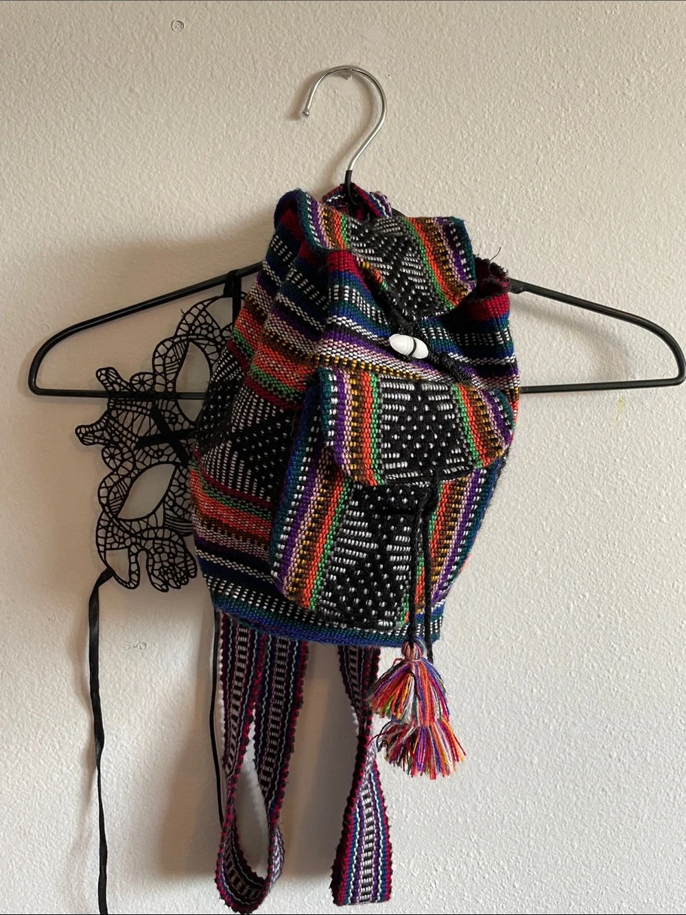 Festive Multicolor Tassel Backpack Bag - Boho Women's Accessory